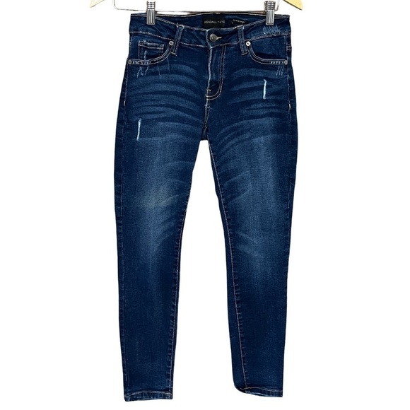 Kendall + Kylie Ultra Babe Skinny Jeans 25 Dark Wash Blue Distressed - Picture 2 of 16